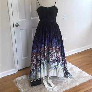 Colorful Floral Betsy & Adam Ballgown/A-Line Dress